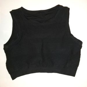 Fabletics Textured Stripe Built in Bra Crop Tank Supportive Long Line Sp…